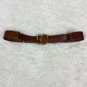 TALBOTS brown 100% genuine leather brass buckle belt size medium